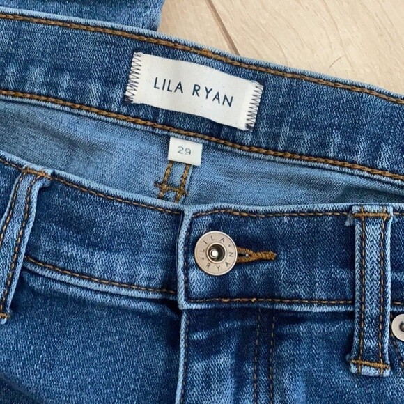 Lila Ryan Jeans Skinny Dark Blue Marina Raw Zipper Hem Mid-Rise Denim Size 29 - Picture 6 of 8